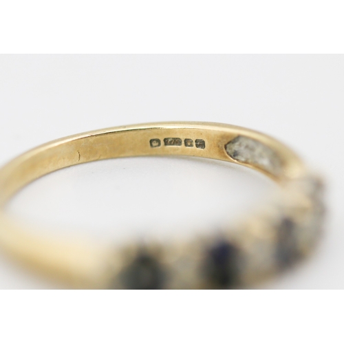 4 - Sapphire Marquise Cut Eight Stone Ring with Further Diamond Inset Mounted in 9 Carat Yellow Gold Rin... 