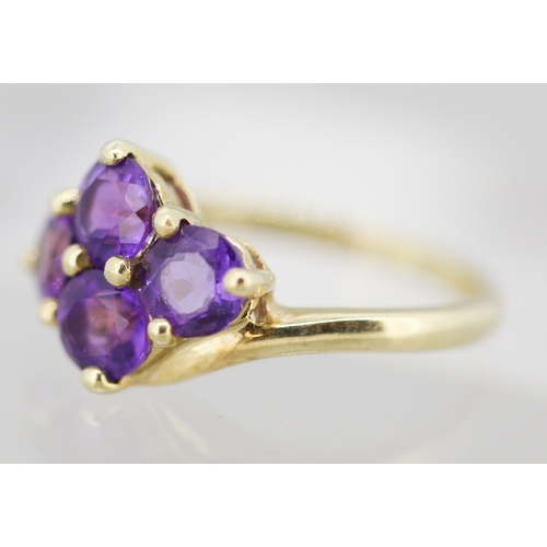 40 - Amethyst Four Stone Set Ring Mounted in 9 Carat Yellow Gold Ring Size K