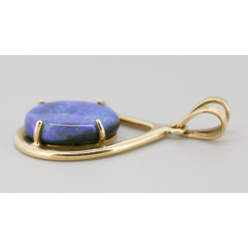 41 - Australian Opal Doublet Set Drop Pendant Mounted in 9 Carat Yellow Gold 3cm