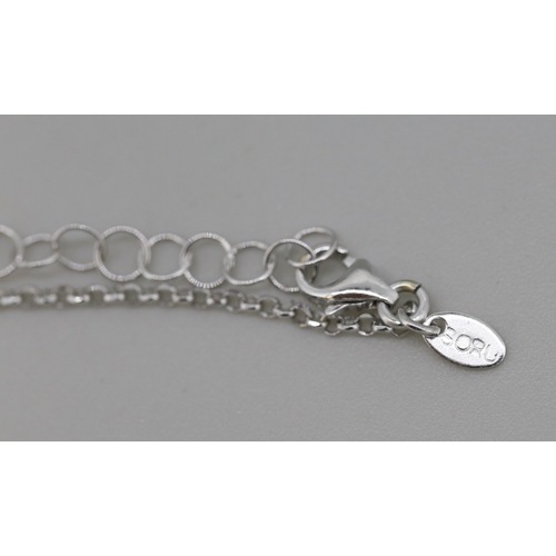 44 - Gemset Cross Pendant Necklace Mounted in 9 Carat White Gold 44cm Long