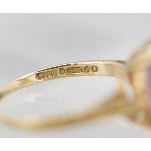 48 - Amethyst Set Single Stone Ring Mounted in 9 Carat Yellow Gold Ring Size M