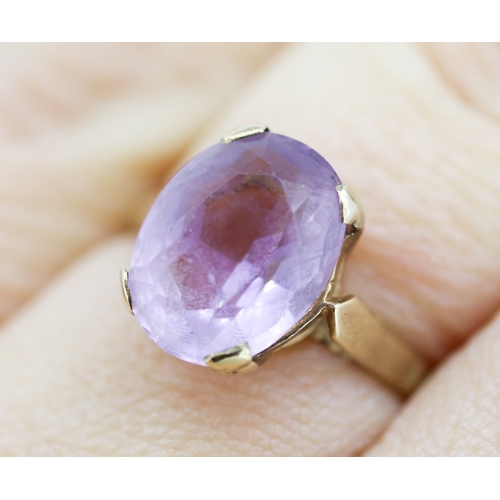 48 - Amethyst Set Single Stone Ring Mounted in 9 Carat Yellow Gold Ring Size M