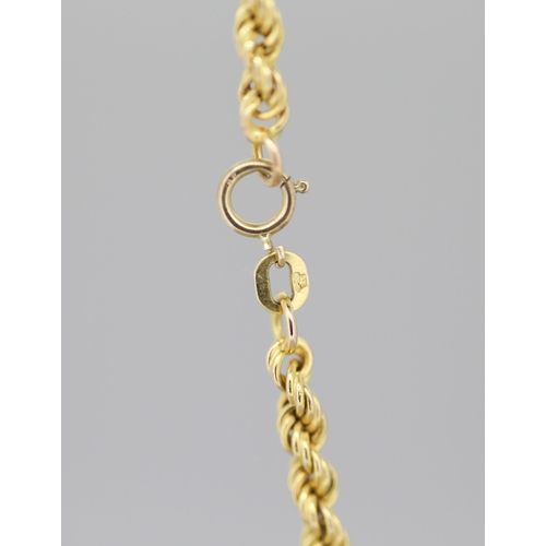 49 - 9 Carat Yellow Gold Rope Chain Necklace 50cm Long