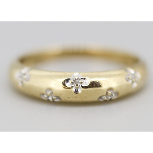 5 - Attractively Detailed Diamond Set Ring Mounted in 9 Carat Yellow Gold Ring Size O and a Half
