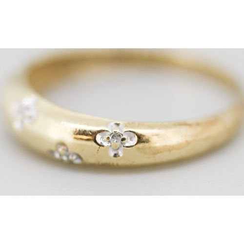 5 - Attractively Detailed Diamond Set Ring Mounted in 9 Carat Yellow Gold Ring Size O and a Half