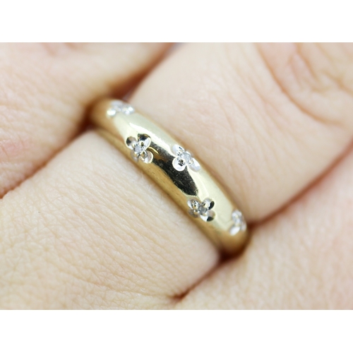 5 - Attractively Detailed Diamond Set Ring Mounted in 9 Carat Yellow Gold Ring Size O and a Half