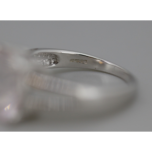 50 - Unusual Form Quartz Set Single Stone Ring Mounted in 9 Carat White Gold Ring Size N
