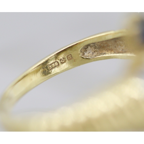 53 - Attractively Detailed Sapphire Six Stone Set Ring with Further Diamonds Insets Mounted in 9 Carat Ye... 