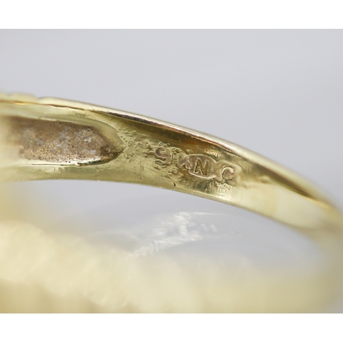 53 - Attractively Detailed Sapphire Six Stone Set Ring with Further Diamonds Insets Mounted in 9 Carat Ye... 