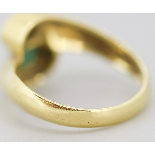 56 - Diamond and Emerald Bezel Set Wrap Around Form Ring Mounted in 18 Carat Yellow Gold Ring Size K and ... 