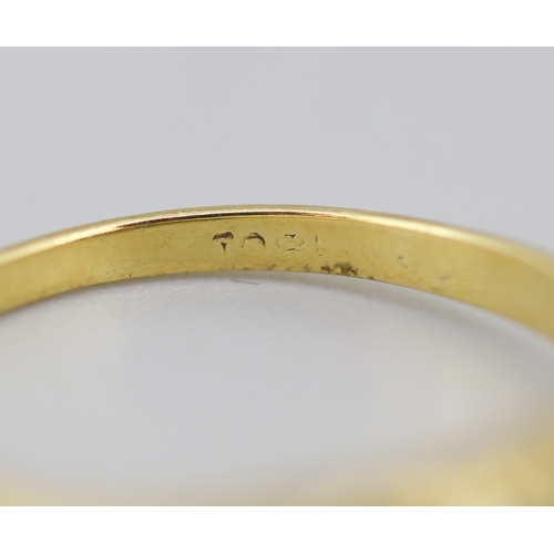 57 - Sapphire Three Stone Ring with Six Diamond Inset Mounted in 18 Carat Yellow Gold Ring Size P
