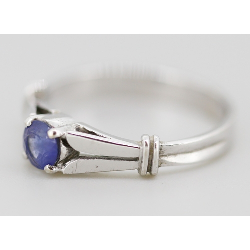 59 - Sapphire Solitaire Ring Mounted in 18 Carat White Gold Sapphire Approximately .36ct Ring Size O
