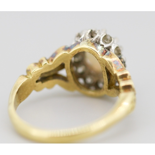 60 - Finely Detailed Opal Centre Stone Ring with Diamond Set Halo Surround Mounted in 18 Carat Yellow Gol... 