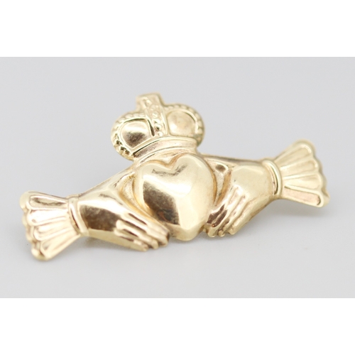 61 - 9 Carat Yellow Gold Claddagh Motif Brooch 3cm