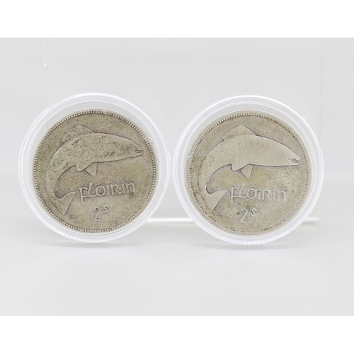Two Silver Irish Half Crown Coins 1935 and 1933 Encapsulated