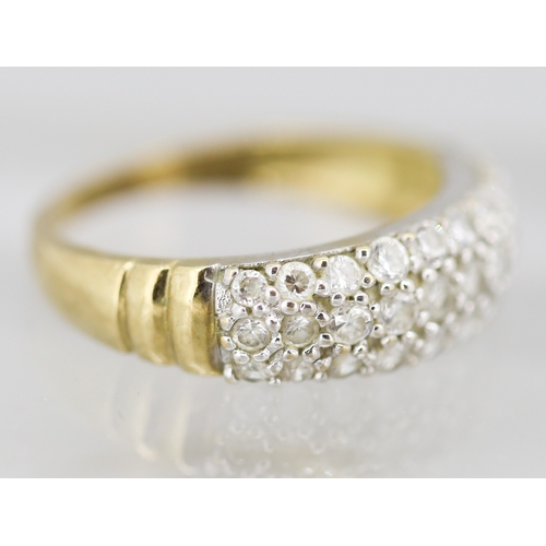 9 - Gemset Three Row Cluster Ring Mounted in 9 Carat Yellow Gold Ring Size S