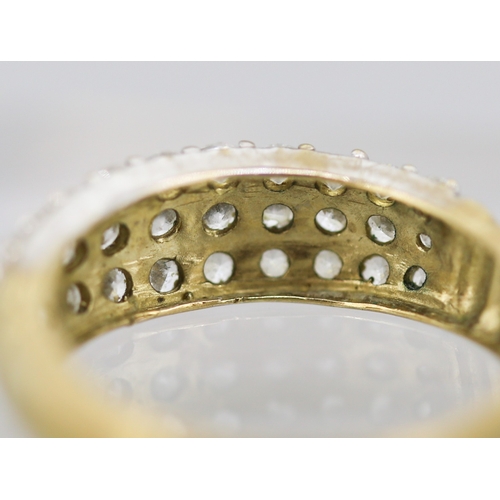 9 - Gemset Three Row Cluster Ring Mounted in 9 Carat Yellow Gold Ring Size S