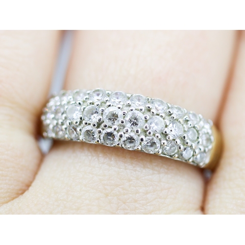 9 - Gemset Three Row Cluster Ring Mounted in 9 Carat Yellow Gold Ring Size S