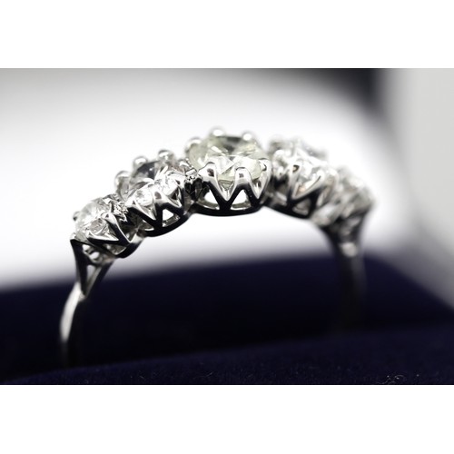 3 - Diamond Five Stone Set Graduated Form Ring Mounted in 18 Carat White Gold Ring Size Q