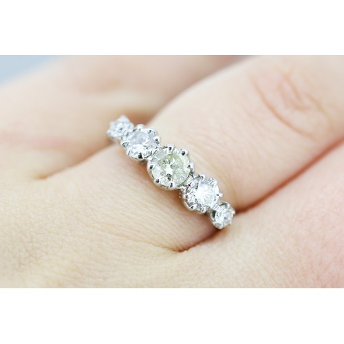3 - Diamond Five Stone Set Graduated Form Ring Mounted in 18 Carat White Gold Ring Size Q