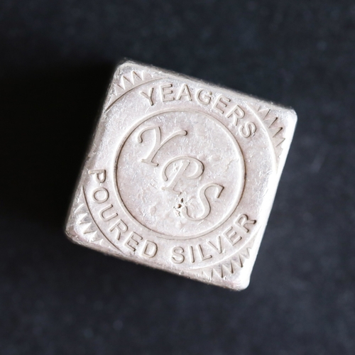 14 - 5 Ounce Fine 999.9 Silver Cube, Y.P.S. Yeagers Poured Silver