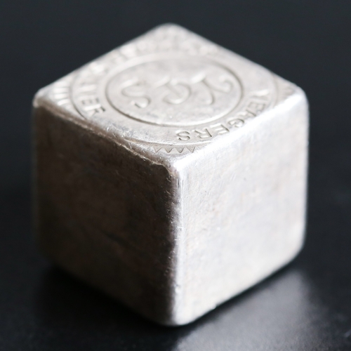 14 - 5 Ounce Fine 999.9 Silver Cube, Y.P.S. Yeagers Poured Silver