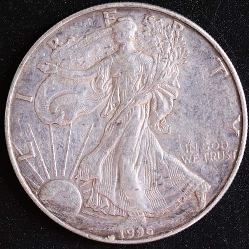 2 - 1 Ounce Fine 999.9 Silver United States of America Eagle Dollar Coin 1996