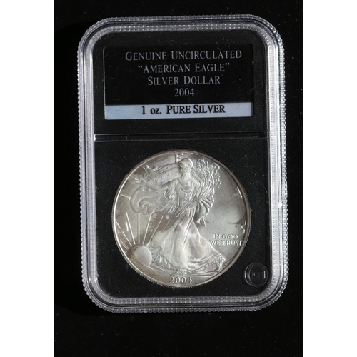 23 - Fine Silver American Eagle 1 Ounce Dollar Coin Unites States of America 2004 Encapsulated