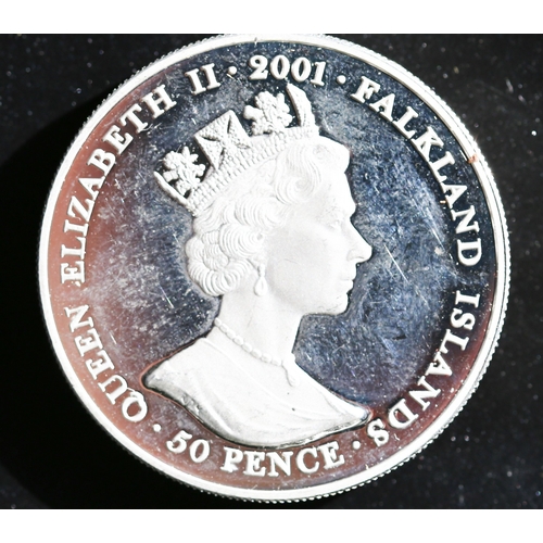 36 - Sterling Silver 2 Ounce Commemorative 50 Pence Coin 'History of British Coins - Henry VII' Falkland ... 