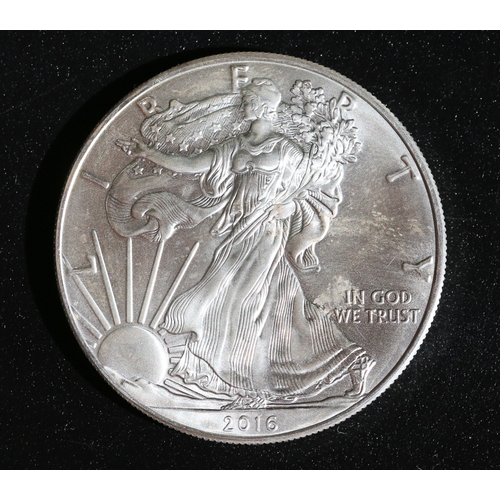 837 - 1 Ounce Fine 999.9 Silver United States of America Eagle Dollar Coin 2016