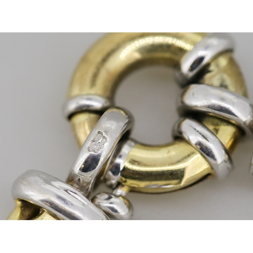 20 - 9 Carat Yellow and White Gold Flat Wheat Link Bracelet 20cm Long