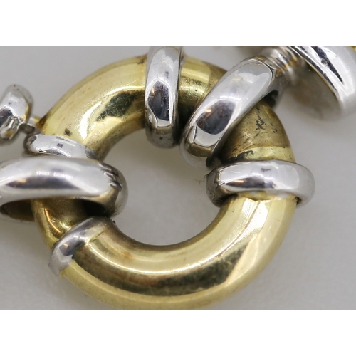 20 - 9 Carat Yellow and White Gold Flat Wheat Link Bracelet 20cm Long