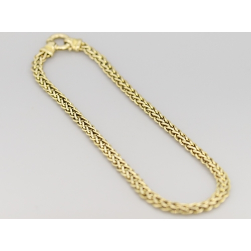 1 - Attractively Detailed 9 Carat Yellow Gold Byzantine Weave Link Necklace, 9mm Wide and 45cm Long