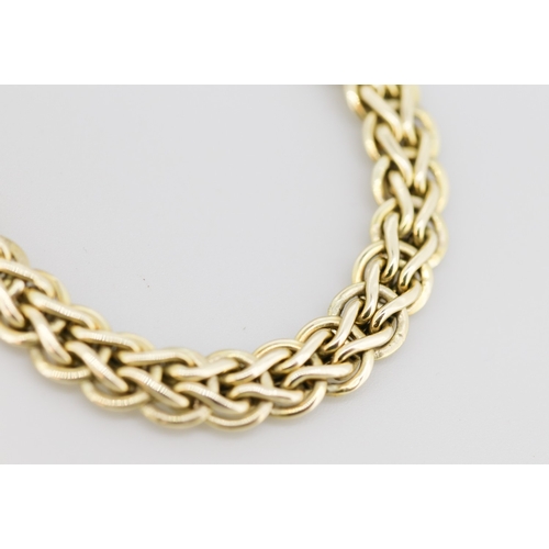 1 - Attractively Detailed 9 Carat Yellow Gold Byzantine Weave Link Necklace, 9mm Wide and 45cm Long