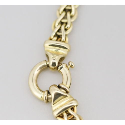 1 - Attractively Detailed 9 Carat Yellow Gold Byzantine Weave Link Necklace, 9mm Wide and 45cm Long