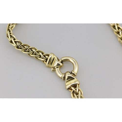 1 - Attractively Detailed 9 Carat Yellow Gold Byzantine Weave Link Necklace, 9mm Wide and 45cm Long