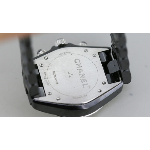 11 - Chanel J12 Automatic Swiss Made Wristwatch, Black Highly Resistant Ceramic and Steel Case, Steel Uni... 