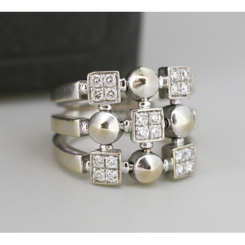 13 - BVLGARI Unusual Form Diamond Cluster Set Ring Mounted in 18 Carat White Gold Ring Size L and a Half