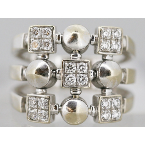 13 - BVLGARI Unusual Form Diamond Cluster Set Ring Mounted in 18 Carat White Gold Ring Size L and a Half