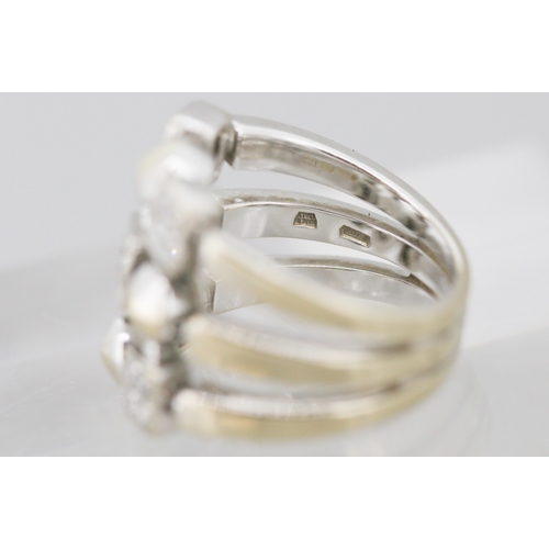 13 - BVLGARI Unusual Form Diamond Cluster Set Ring Mounted in 18 Carat White Gold Ring Size L and a Half
