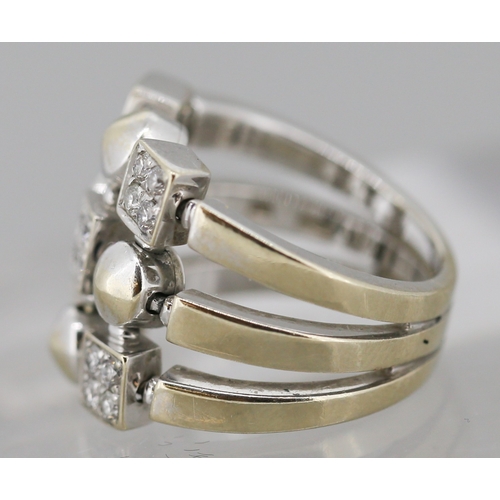 13 - BVLGARI Unusual Form Diamond Cluster Set Ring Mounted in 18 Carat White Gold Ring Size L and a Half