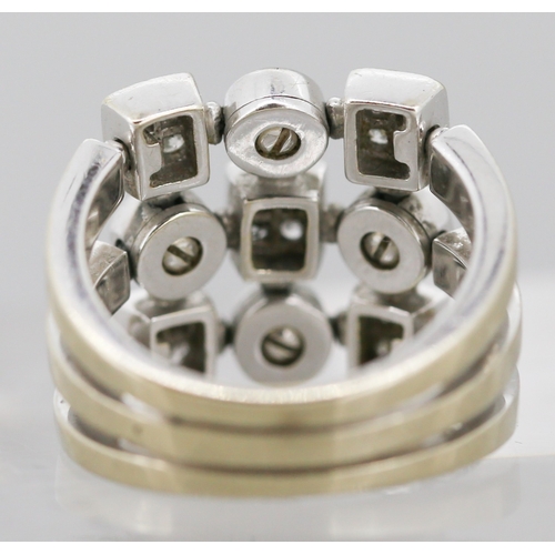 13 - BVLGARI Unusual Form Diamond Cluster Set Ring Mounted in 18 Carat White Gold Ring Size L and a Half