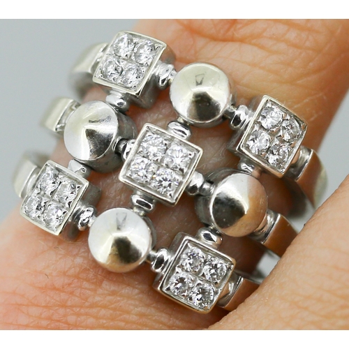 13 - BVLGARI Unusual Form Diamond Cluster Set Ring Mounted in 18 Carat White Gold Ring Size L and a Half