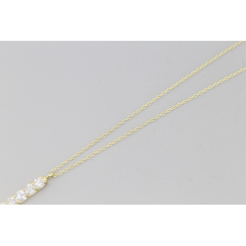 15 - Round Brilliant Cut Diamond Five Stone Set Pendant Mounted in 14 Carat Yellow Gold 2cm High, Set on ... 