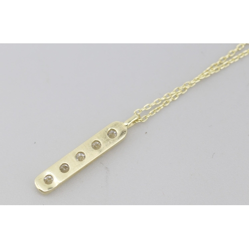 15 - Round Brilliant Cut Diamond Five Stone Set Pendant Mounted in 14 Carat Yellow Gold 2cm High, Set on ... 