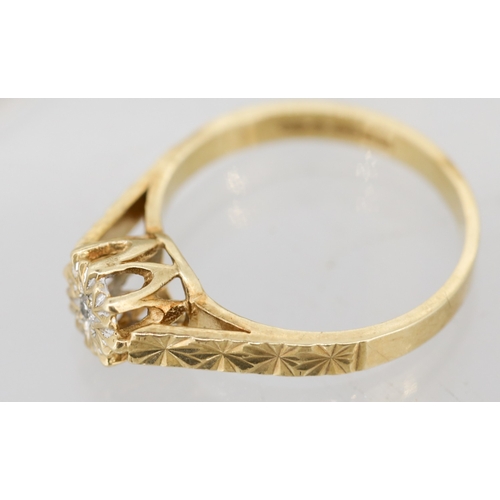 16 - Attractively Detailed Diamond Set Ring Cut Design Mounted in 9 Carat Yellow Gold Ring Size R