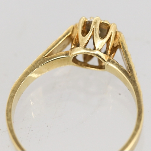 16 - Attractively Detailed Diamond Set Ring Cut Design Mounted in 9 Carat Yellow Gold Ring Size R