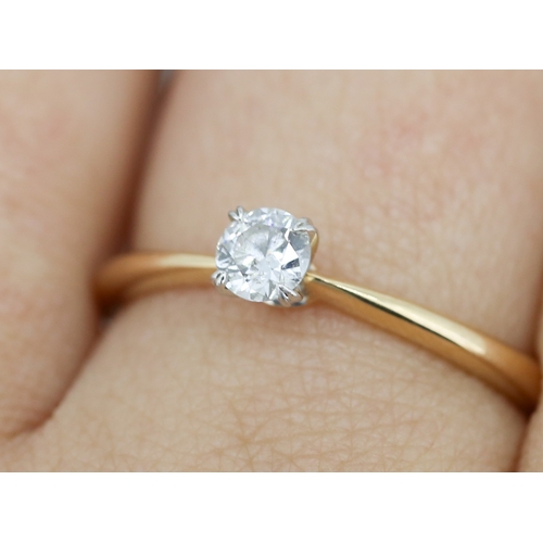 19 - Diamond Solitaire Ring Set in Platinum Mounted on 18 Carat Rose Gold Total Diamond Carat Weight .31c... 