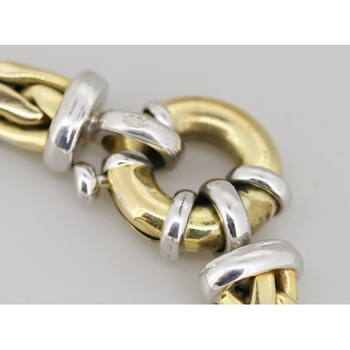 20 - 9 Carat Yellow and White Gold Flat Wheat Link Bracelet 20cm Long