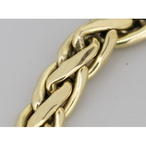 20 - 9 Carat Yellow and White Gold Flat Wheat Link Bracelet 20cm Long